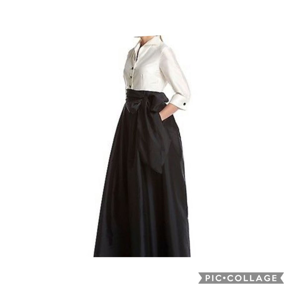 Adrianna-Papell black and white taffeta Gown - Picture 3 of 4